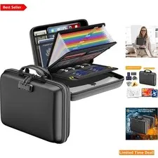 Ultimate Fireproof & Water-Resistant Document Box – 13 Pocket Accordion Storage