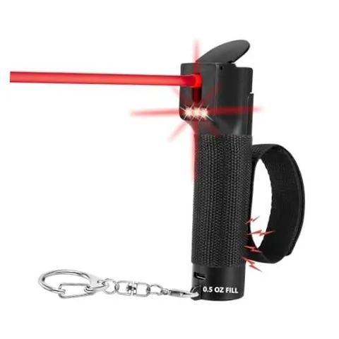 3-in-1 Pepper Spray Self Defence Personal Alarm Set for Women, Max Black