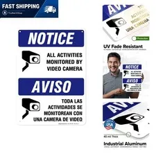 All Activities Monitored Video Camera Sign 10x14 Aluminum Fade Resistant Indo...