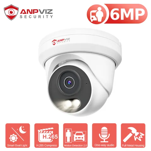 Anpviz 6MP Turret PoE IP Security Camera Outdoor Human Vehicle Detection Audio