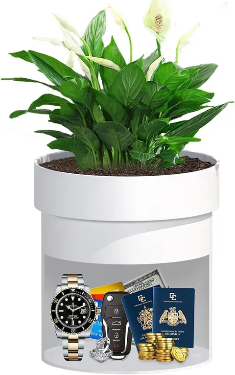 Fireresistant Waterproof Flower Pot Diversion Safe with Key Lock,Stainless Steel