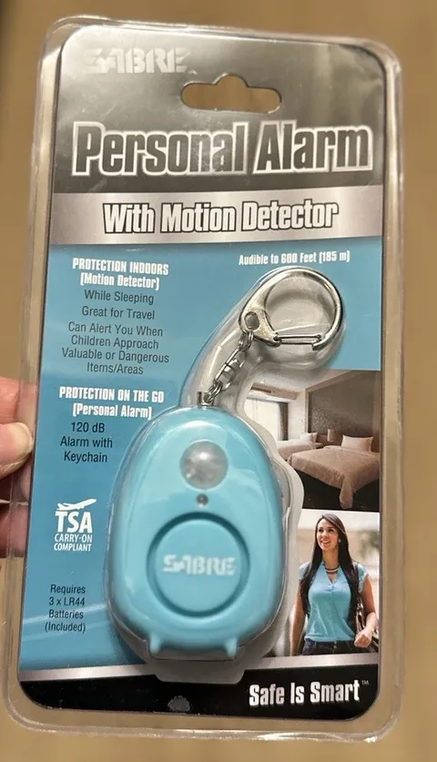 NEW SABRE 2-in1 Alarm And Motion Sensor Keychain 120dB Siren, Turquoise