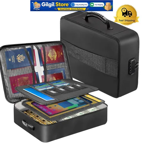 Multi-Layer Fireproof Document Organizer with Lock - Perfect for Travel & Home