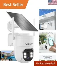 3MP Solar Security Cameras Wireless Outdoor, WiFi 6,360°PTZ Camera | Color Ni...