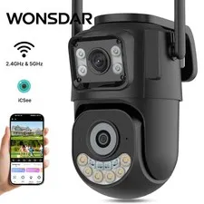 WONSDAR 3MP Dual Lens WiFi PTZ Camera Outdoor Waterproof 5G Home Security Dome