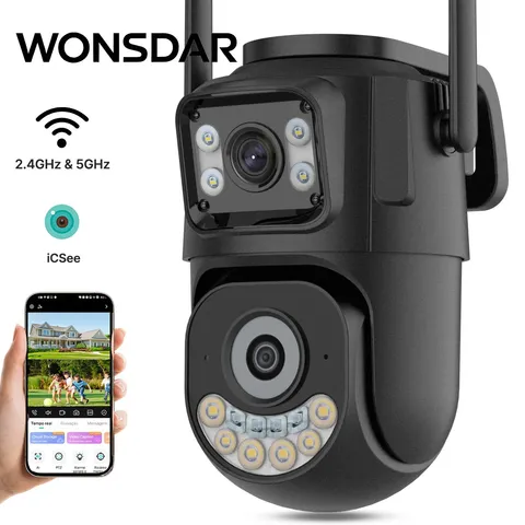 WONSDAR 3MP Dual Lens WiFi PTZ Camera Outdoor Waterproof 5G Home Security Dome
