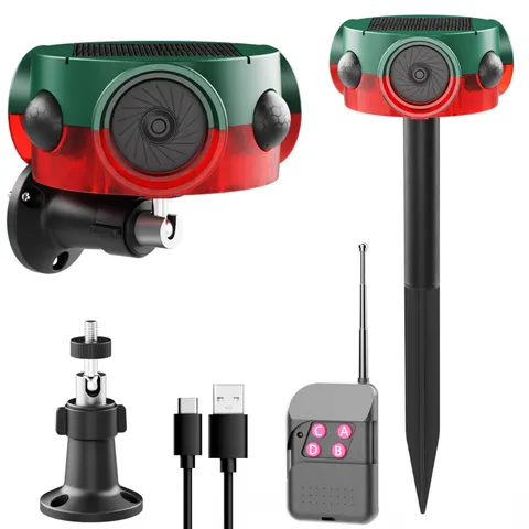 Solar Outdoor Motion Sensor Alarm - 360° Detection & 3x120dB Speakers, 3 Sens...