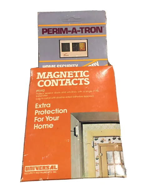 New Vintage Rare Perim-A-Tron Home Alarm Security Magnetic Contacts 2 PT-112 80s