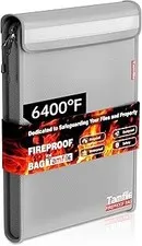 6400℉ Fireproof Document Bag, 15”x 11” Waterproof Document Organizer, Grey | Fir