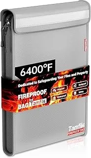6400℉ Fireproof Document Bag, 15”x 11” Waterproof Document Organizer, Grey | Fir