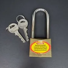 🔐 Vintage ABUS 85/40 Brass Padlock 63mm Long Shackle w/ Keys - Made in Germany