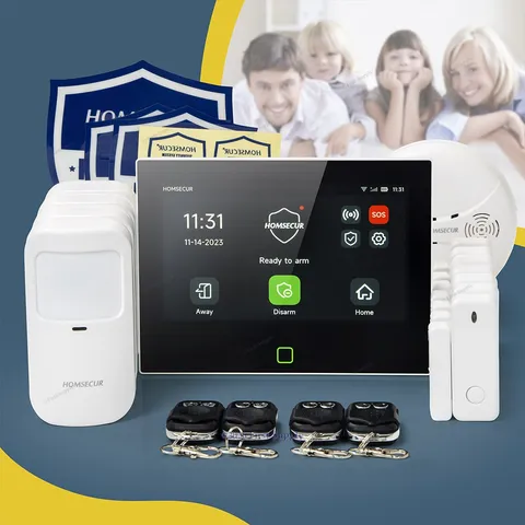 HOMSECUR Wireless WIFI 4G SMS Autodial Home 7" Alarm System Touch Screen