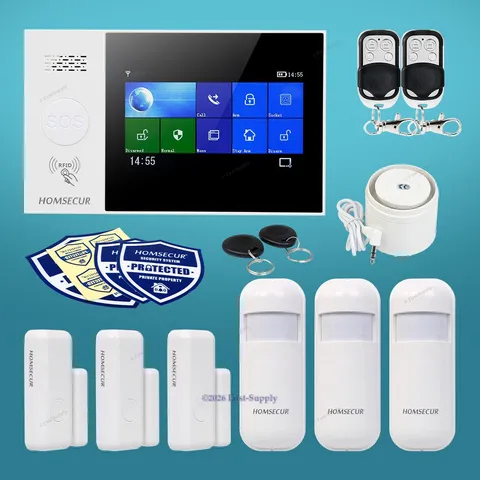 HOMSECUR Wireless WIFI 4G GSM RFID LCD Home House Alarm System