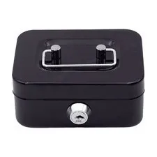 Small Safe with Key, Portable Safe Metal Money Box, Small Money Box