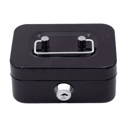 Small Safe with Key, Portable Safe Metal Money Box, Small Money Box