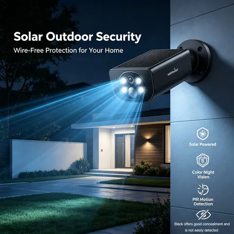 Wansview 2K Wireless  Solar Security Camera Outdoor WiFi PIR Motion Detection
