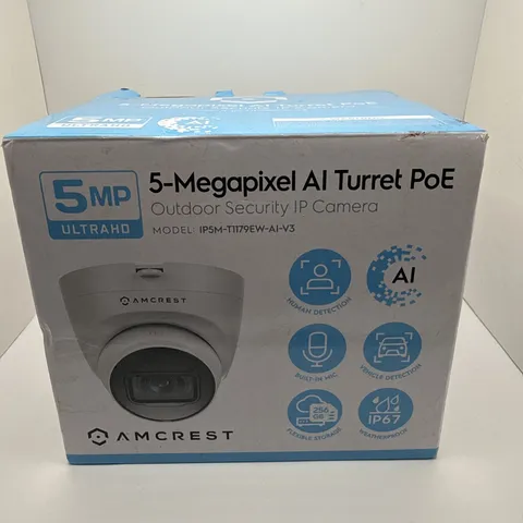 Amcrest IP5M-T1179EW-AI-V3 5MP AI PoE Turret Camera Open Box