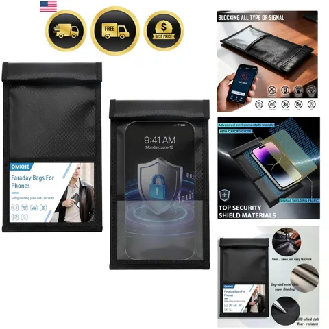 2 Pack Military Grade Faraday Bags for Smartphones | Signal Blocking; Magneti...