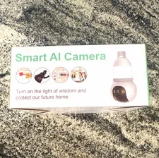 Smart AI Camera Wi-Fi Bulb PTZ Pan-Tilt Motion Detect Night Vision 2-Way