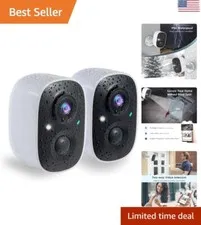 Outdoor Security Cameras - 1080P Night Vision - AI Motion Detection - 2-Way Talk