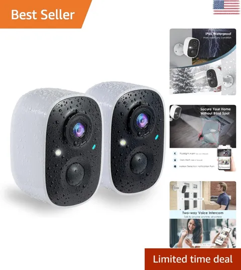 Outdoor Security Cameras - 1080P Night Vision - AI Motion Detection - 2-Way Talk