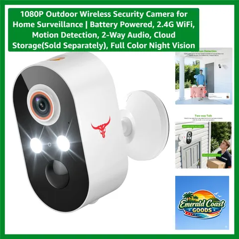 1080P Wireless Outdoor Security Camera - Battery Powered with Night Vision
