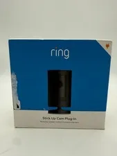Ring Stick Up Cam Plug-In Security Camera Black HD WiFi Indoor Outdoor Two-Way