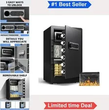 Cabinet Safe 4.0 Cubic Feet Digital Keypad Dual Alarm Anti-Pry Steel Fireproof