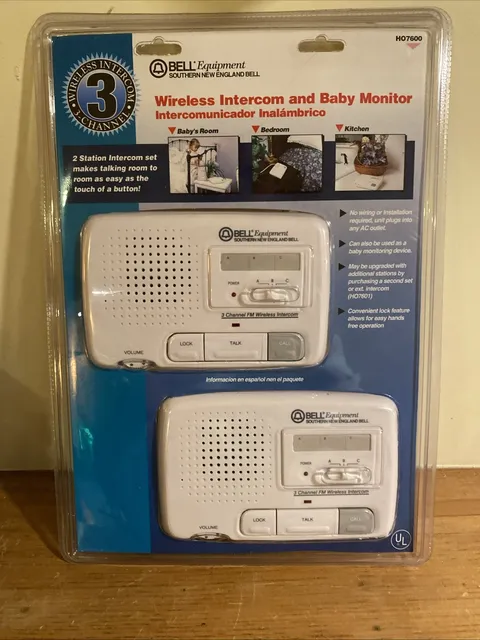 3-Channel Wireless Intercom & Baby Monitor 2 Stations Bell Equipment NOS NEW