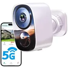 White 2.4G&5G 2K Wireless Outdoor Security Cameras with Free Cloud Storage