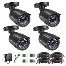 4 Pack 1080P HD TVI Wired Security Cameras, Outdoor Indoor Bullet Cam