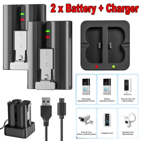 7.2Ah Battery Pack For Ring Doorbell Camera 2/3/3 Plus/4 Quick Release + Charger
