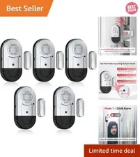 Magnetic Door Window Alarm Set - 5 Pack, 125dB, Easy to Install for Security