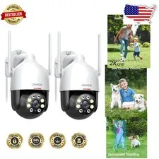 Outdoor Security Cameras 2K 3MP WiFi PTZ Full Color Night Vision 30M