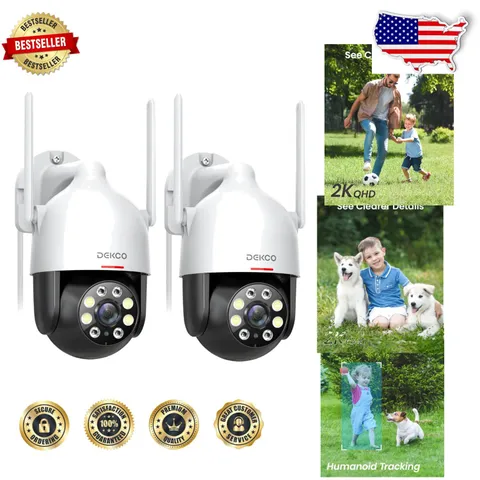 Outdoor Security Cameras 2K 3MP WiFi PTZ Full Color Night Vision 30M