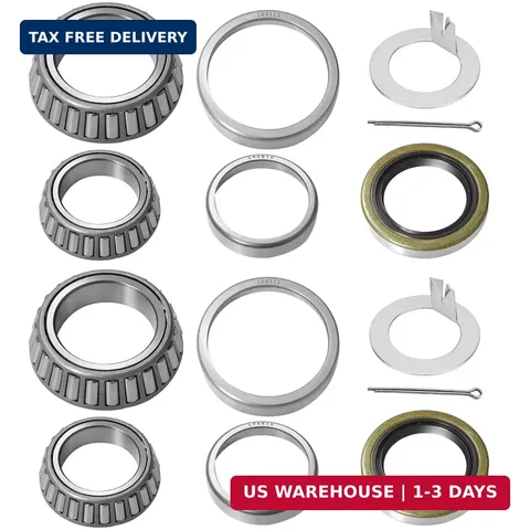 2 Sets L68149 L44649 Trailer Axle Bearing Kit with D-Style Spindle Tang Washers,