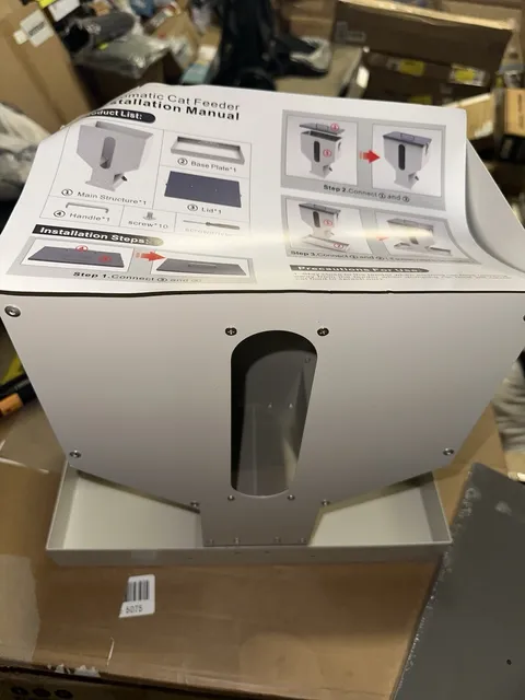 Automatic Cat Feeder Main Structure Base Plate Lid w/ Installation Manual