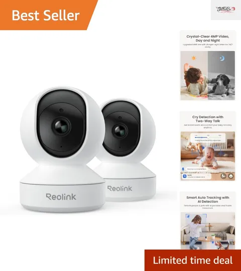 Advanced Indoor Pet & Baby Monitor, 4MP HD with Night Vision & Smart Detection