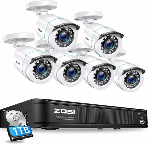 ZOSI H.265 5MP Lite DVR Home Security System Outdoor Camera 80ft Night Vision