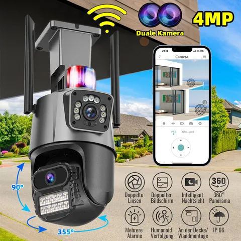 Dual Lens 4K WiFi Security Camera 5X Zoom Outdoor Home Night Vision CCTV PTZ US