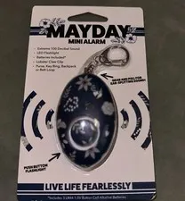 Mayday Mini Floral Blue Self Defense Keychain Personal Alarm Emerg Keyring
