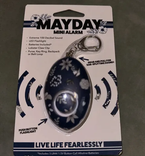 Mayday Mini Floral Blue Self Defense Keychain Personal Alarm Emerg Keyring