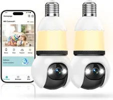 Hawkray Light Bulb Security Camera, 2 Pack, 2.4Ghz & 5Ghz Dual Band Wifi, 2K Ful