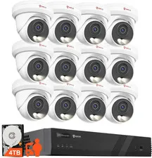 4K 16CH Poe Security Camera System, 12Pcs Wired 8MP Poe IP Cameras | Human Vehic