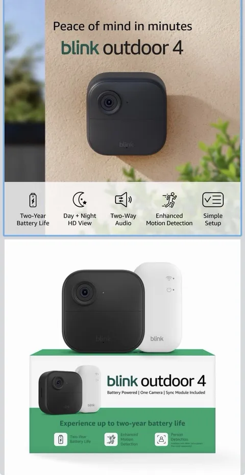 Blink Outdoor 4 1080p Wi-Fi Battery Camera Night Vision 2-Way Audio Alexa