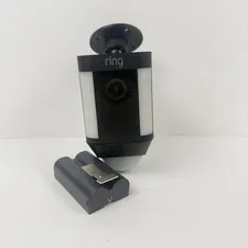 Ring Spotlight Cam Wireless Black Outdoor Camera Battery Tested Working