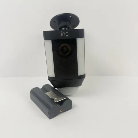 Ring Spotlight Cam Wireless Black Outdoor Camera Battery Tested Working