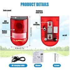 Solar Motion Sensor Alarm Strobe Light 6 Pack