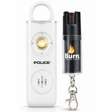Police Personal Safety Alarm & Pepper Spray Combo 130dB Self Defense Keychain
