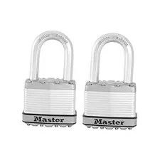 M5XTLF Magnum Heavy Duty Outdoor Padlock with Key Keyed-Alike Silver 2 Pack